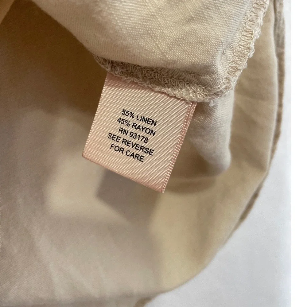 Philosophy Republic Clothing Tunic Top Women‎ L Tan Linen Blend Henley Pullover